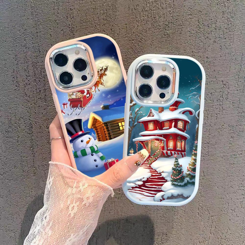 N103 Neujahr Frohe Weihnachten Design Art Weiche Telefonhüllen für iPhone 16 Pro Xiaomi 11 Lite Redmi 13C Note 11s Plating Rahmen Kameraschutz Rückseite
