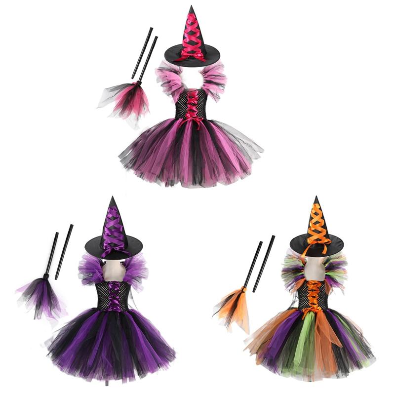 

Girl s Halloween Dress Children s Fluffy Dress Witch Cosplay Party Dress 130