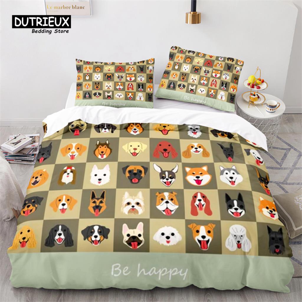 Cartoon Animal Duvet Cover King Twin For Kids Girls Boy Teen Kawaii Dinosaur Dog Comforter Cover Microfiber 3D Print Bedding Set