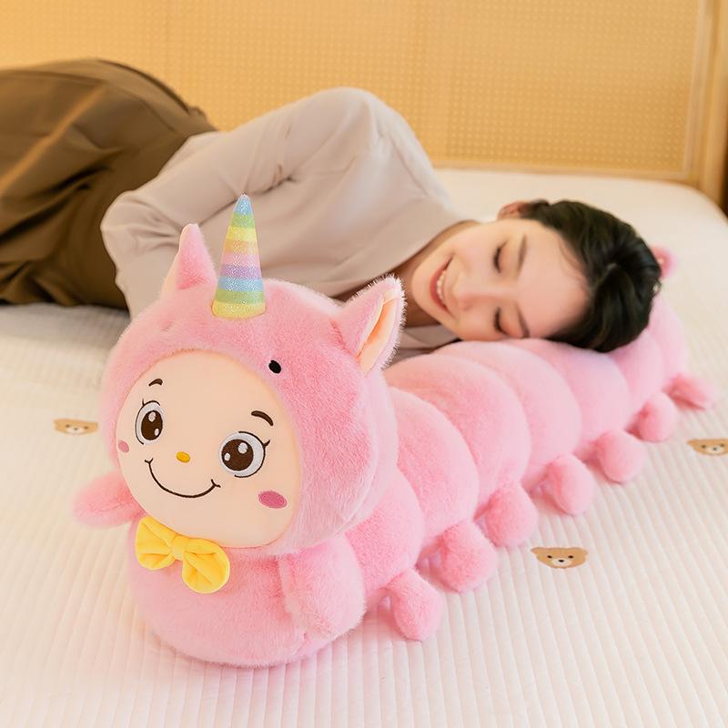 Super süße Einhorn Raupe Plüschtier Mädchen schlafend langes Wurfkissen Junge Dinosaurier Puppe Kissen