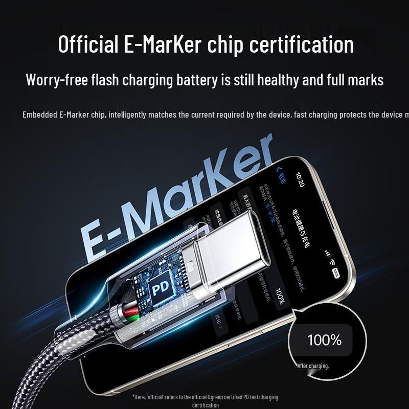 Ugreen 100W Retractable Car USB-C to USB-C Fast Charging Cable