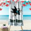 Name Custom San Jose Sharks Print Beach Towel, Large Soft Quick Dry Towel for Beach Camping Swimming