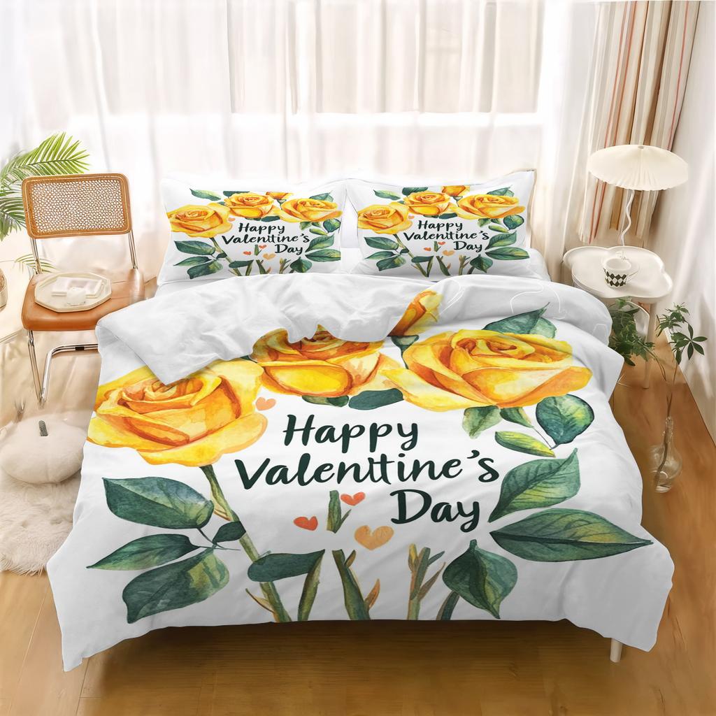Rose FLower Cartoon Duvet Cover Home Printed Pillowcase Set Adult Bedroom Children Comforter Bedding