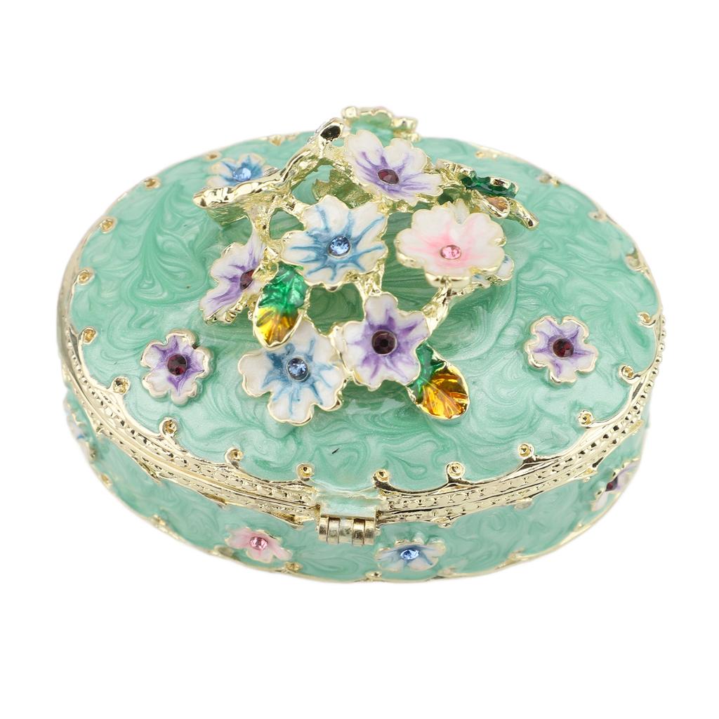 Hand Painted Trinket Box Enamel Vintage Jewelry Storage Box Metal Jewelry   Decorative Rings Earrings Necklace Box