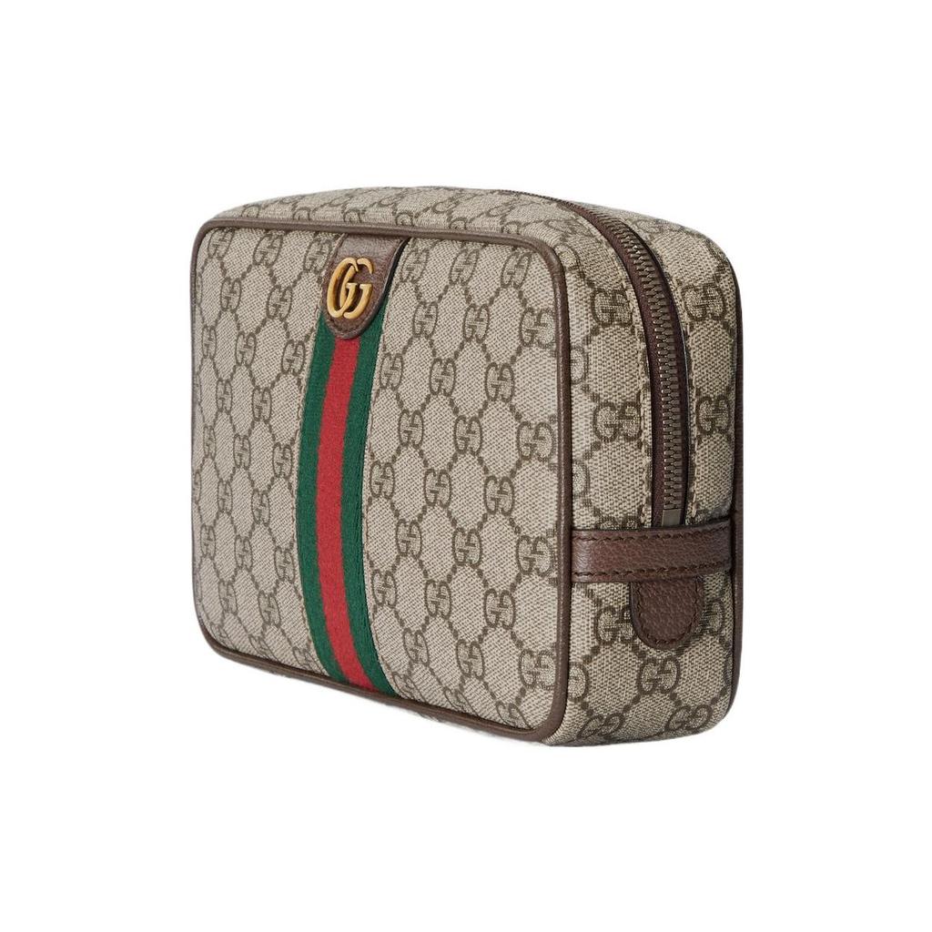 Gucci Double G Shaped Gold Tone Accessory Canvas Toiletry Bag Women toiletry bag Beige Ebony 760019-96IWT-8745