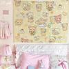 Cute Cartoon Bear Tapestry Pink Striped Wall Hanging for Kawaii Bedroom Decor Background Cloth