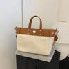 Simple and Versatile Commuter Shoulder Women's Bag New Large-capacity Canvas Bag Portable Contrasting Messenger Bag