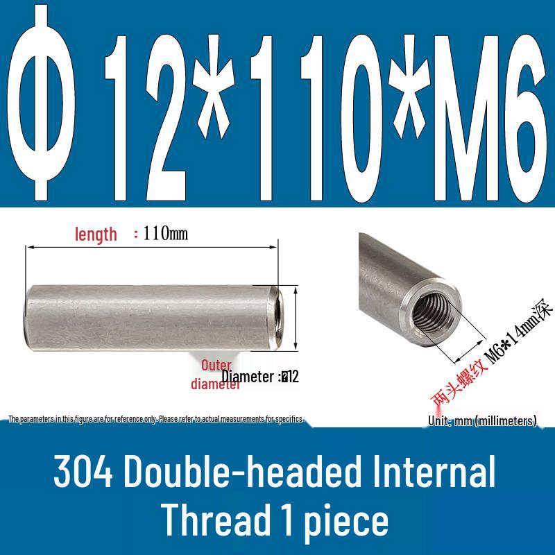 Stainless Steel 304 Double-Ended Threaded Cylindrical Guide Pin with Dual-End Holes