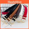 Pu Modern Womens Leather Belt With Gold Metal Pin For Office Casual Daily