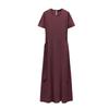 Spring New Women's Clothing French Style Short Sleeve round-Neck Long Casual Midi Skirt Dress 0264670