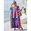 Moda Donna Estate Primavera Stampa a Blocchi di Colore Maniche 1/2 Scollo a V Linea Vita Lassa Abiti Casual