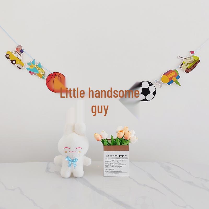 Fresh Triangle Birthday Banner: Fairy & Little Boy Theme Garland