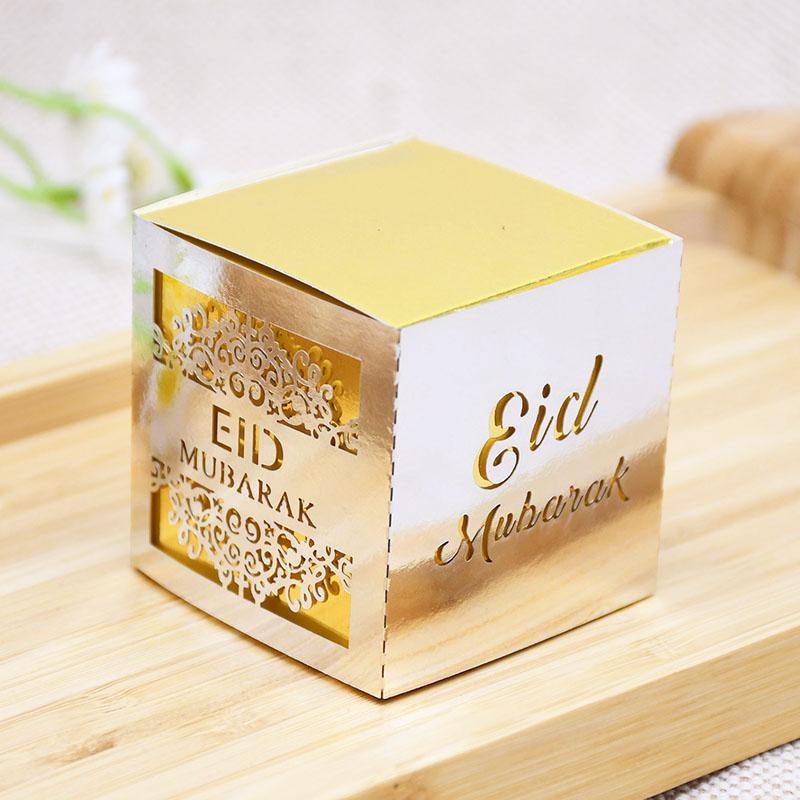 5/10pcs Eid Mubarak Chocolate Candy Box Ramadan Kareem Favor Gift Box Islamic Muslim Festival Happy Al-Fitr Eid Party Supplies