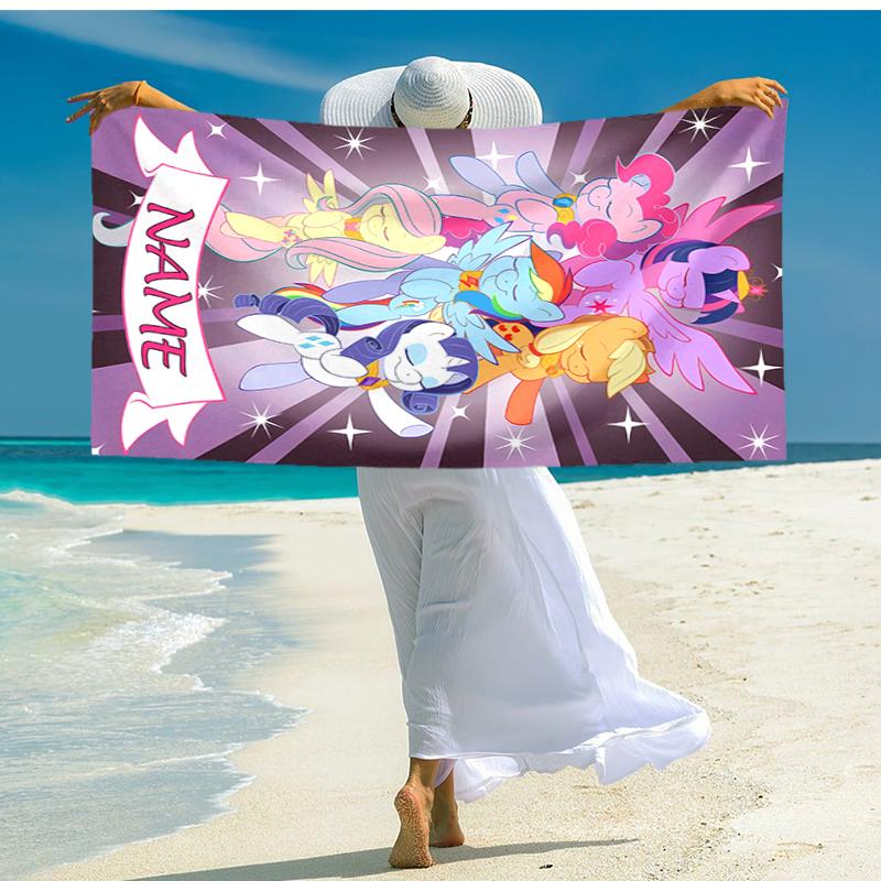 Personalized customized proof beach towel with My Little Pony pattern - soft, absorbent,quick-drying,perfect swimming,camping&bathing