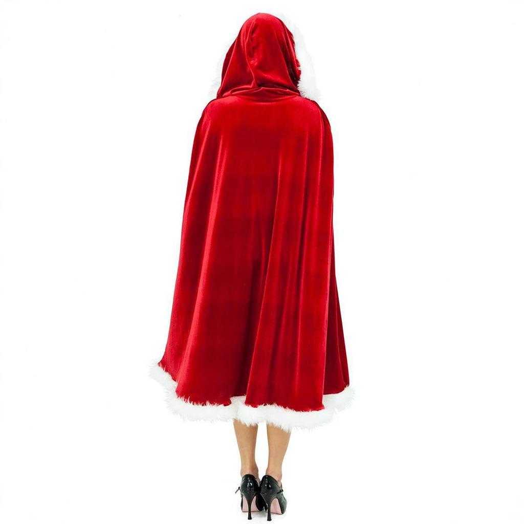 Seductive Red Christmas Cape Costume for Stage Performance & Role-Playing