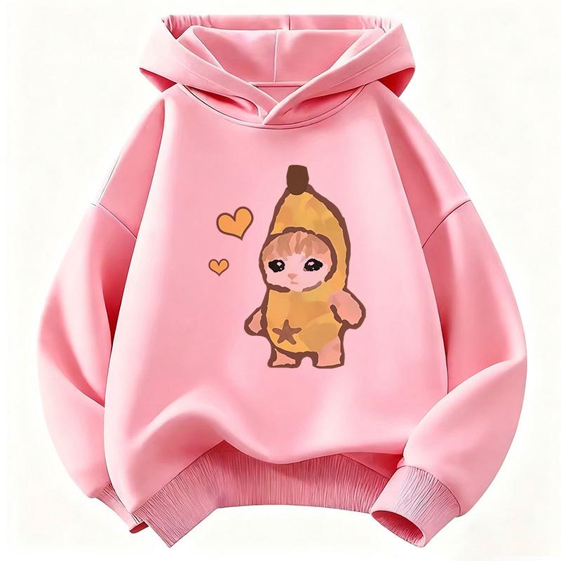 2026 New Funny Banana Cat Hoodie Kids Kawaii Cat Children's Sweatshirt Hoody for Boys Girls Casual Hoodies Hip Hop Clothes