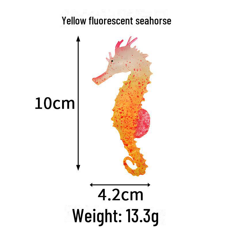 Svítící silikonový mořský koník akvarijní dekorace s přísavkou - Fluorescenční, barevná simulace oceánu pro akvária