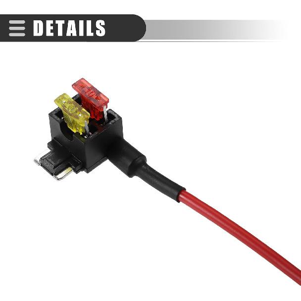 Motoforti Universal Add a Circuit 12V Low Profile Mini Fuse Tap Holder Adapter with 2pcs 10A 20A APS Blade Type Fuse, Plastic, Blue, 1 Set