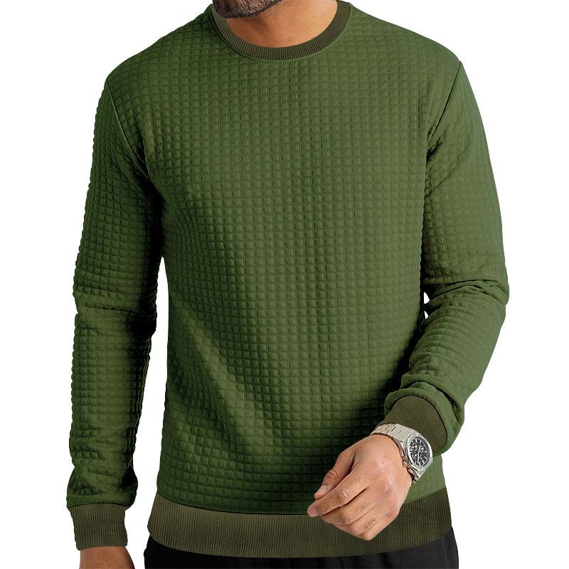 Autumn and Winter Men's Long-sleeved T-shirt Solid Colour Round Neck Knit Shirt Slim Small Square Men's Internal Bottoming Shirt