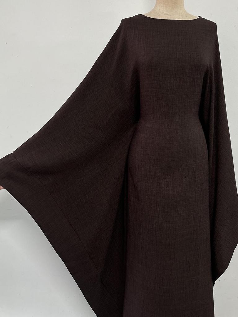 Yiduo Duo Waist-Slimming Batwing Sleeve Dress with Belt