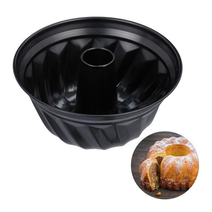 Relaxdays Moule À Gâteaux Savarin Kouglof, Ø 25 Cm, Acier Au Carbone, Antiadhésif, Résistant Chaleur Professionnel, Noir