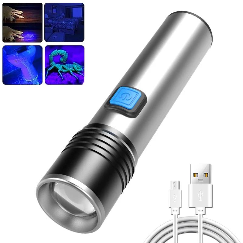 395NM UV Flashlight High Power Led Portable Lantern 400mah Rechargeable Lamp for Nail Gel,Resin Cure,Pet Stain&Scorpion Finding