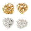 Heart Shape Rings Earring Storage Container With Gemstones And Pearls Decoration