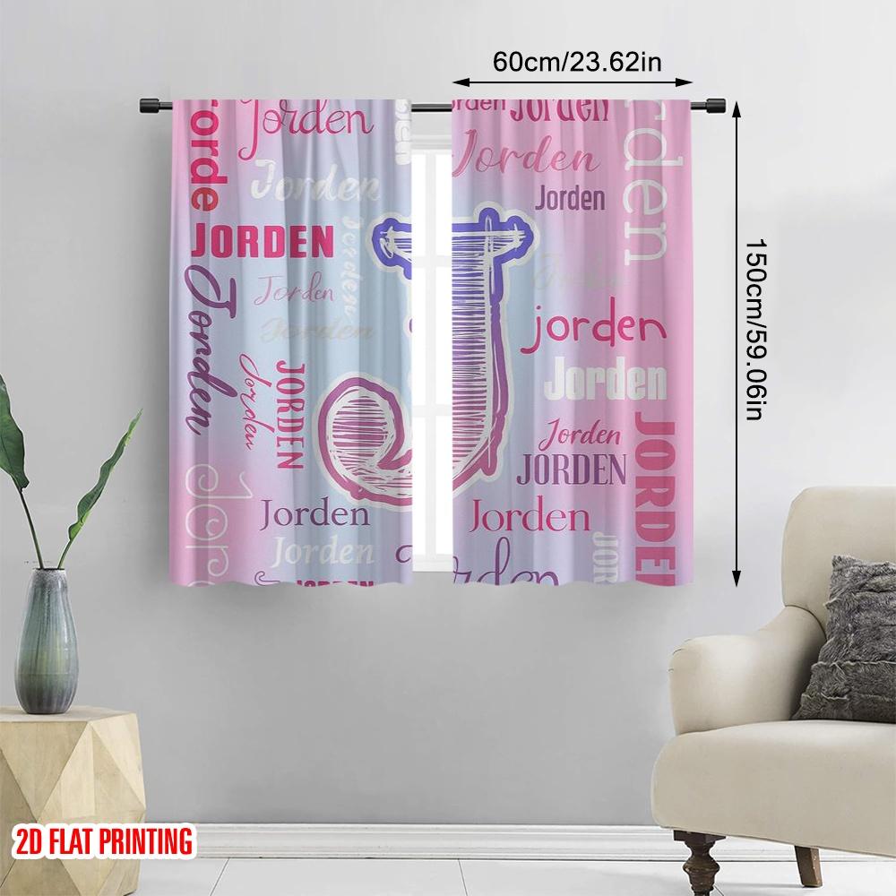 2pcs,2D Plane Printing Curtains Roller Blinds Jorden Collage Versatile Durable Polyester (without Rod) Home Decor for Living