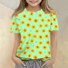 Kinder Blumenprint Rundhals Kurzarm Lässiges Lockeres T-Shirt Oberteil Geeignet für Tägliches Tragen und Outdoor-Aktivitäten