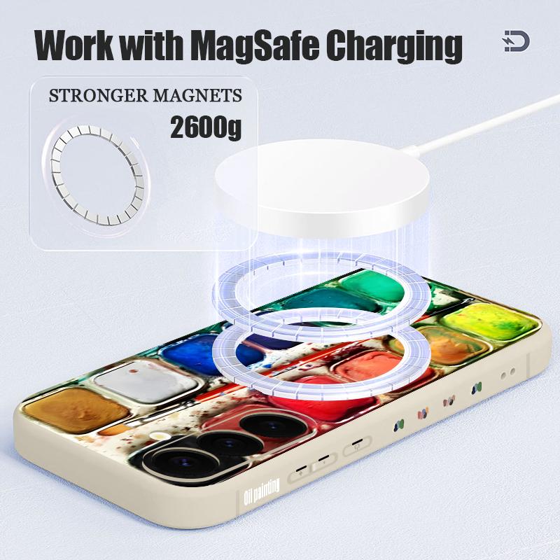 Rainbow Stripe Paint Box Print Case For Samsung Galaxy S26 Ultra S25 FE S24 S23 S22 Plus S21 FE Built-in Metal Plate Magnetic Silicone Cover
