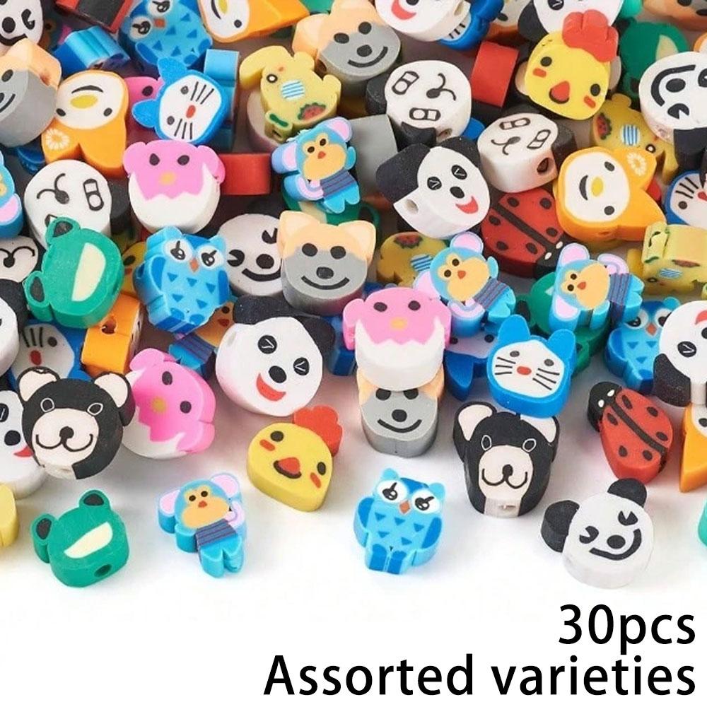 30/50/100 Animal Themed Polymer Clay Beads, Dog, Cat, Panda, Frog, Elephant, Monkey, Spacer Beads, DIY Necklace, Bracelet, Keychain, Jewelry Making