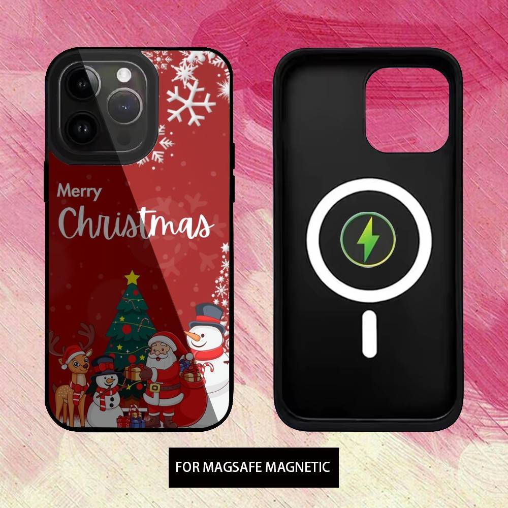 Cartoon Christmas Phone Case For iPhone17,16,15,14,13,12,11 Plus,Pro Max Magnetic Magsafe Wireless Charging