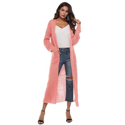 Herfst en Winter Dames Cardigan Lange Dunne Trui met Steekzakken