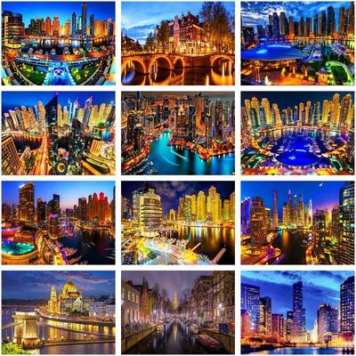 5D DIY Diamond Painting Scenery City Mosaic Kits Architecture Landscape Diamond Embroidery Sale Art Home Decoration