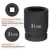 uxcell Deep 6 Point Impact Socket Drive 31mm Metric 40Cr Alloy Steel Spindle Axle Nut Impact Socket 3/4"