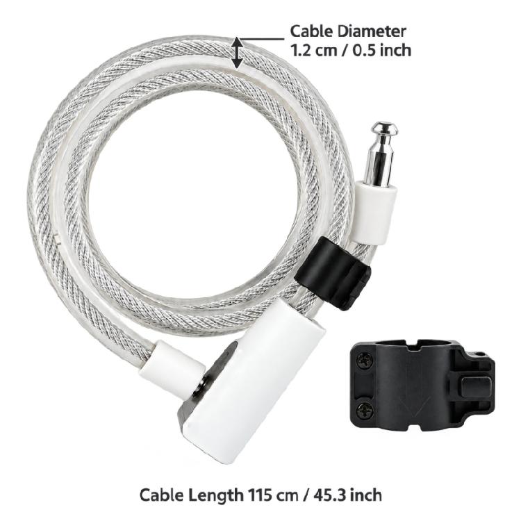 Flexible Coiled Cable Lock for Bikes with Integrated Key Lock Body and PVC-Sleeved Steel Line for Routine Parking