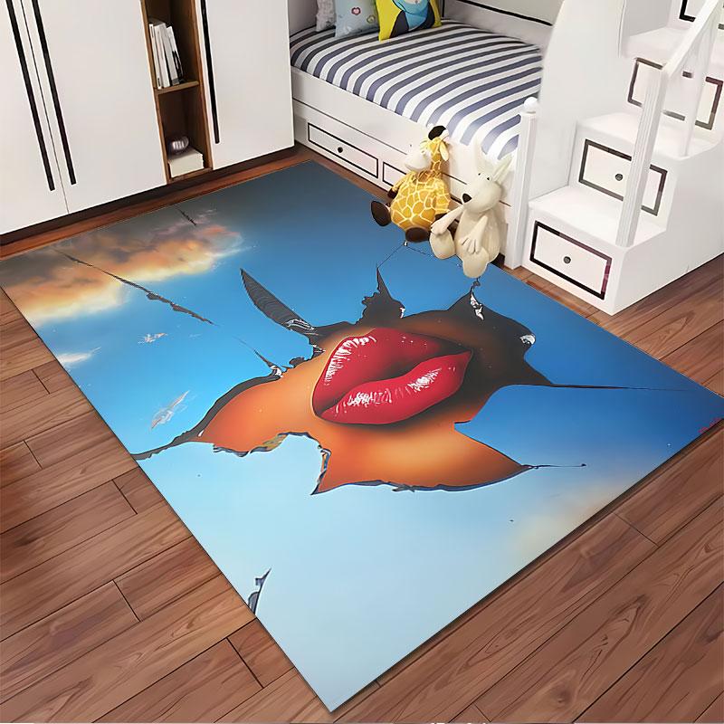 Red Lips and Sky Art Carpet suitable as a non-slip mat for the living room or bedroom sofa