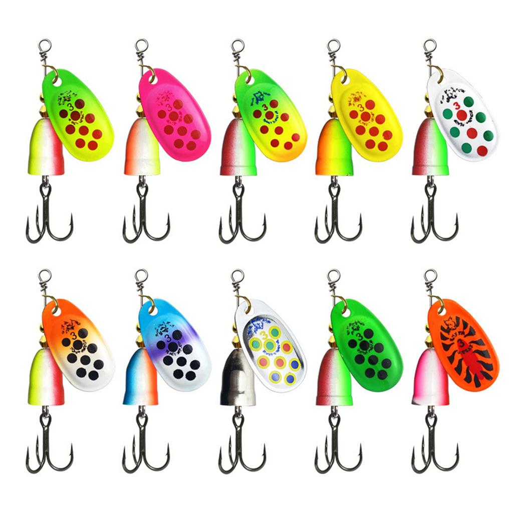 10Pcs Trout Spinner Baits Set 5/6/8/9/11g Fishing Lure Spinnerbait with Treble Hook Hard Metal Baits Fishing Tackle