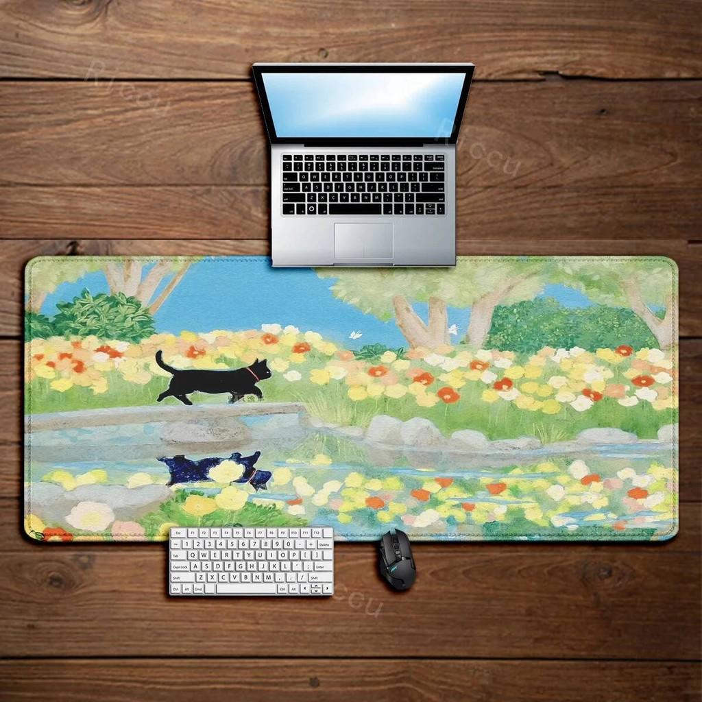 Cute Black Cat teclado mousepad Office Computer Desk Mat Table Keyboard Big mouse pad Laptop Cushion Nonslip Deskpad Home Decor