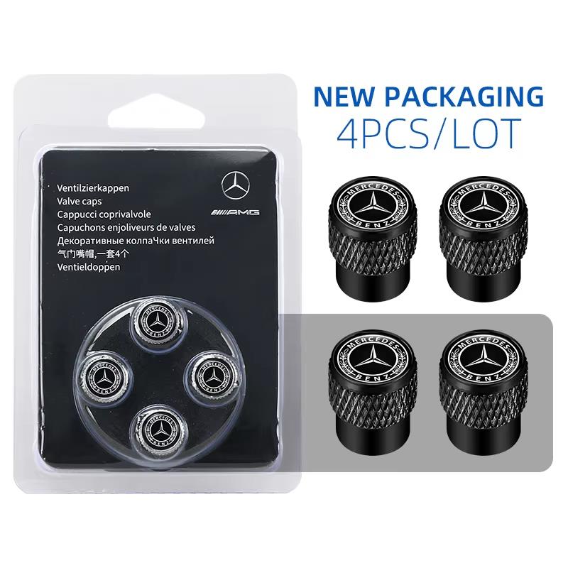 4Pcs/Set Dustproof Anti-block Tyre Valve Stem Protective Caps Fit Mercedes-Benz C W202 W203 W204 E W221 Wheel External Decor ZK9