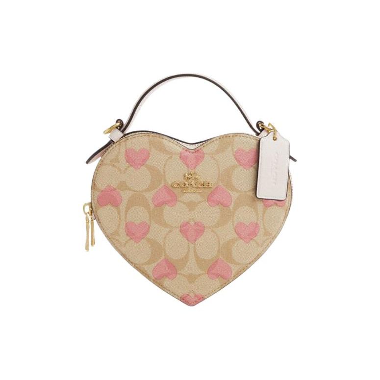 Coach CP021-IMOTV Heart Crossbody Signature Canvas Heart Print Basic Set (Bag+Dust Bag)