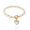 Ingemark Korean Fashion Heart Imitation Pearl Chain Bracelets for Women Wed Kpop OT Buckle Pendant Bangles Couple Hand Jewelry