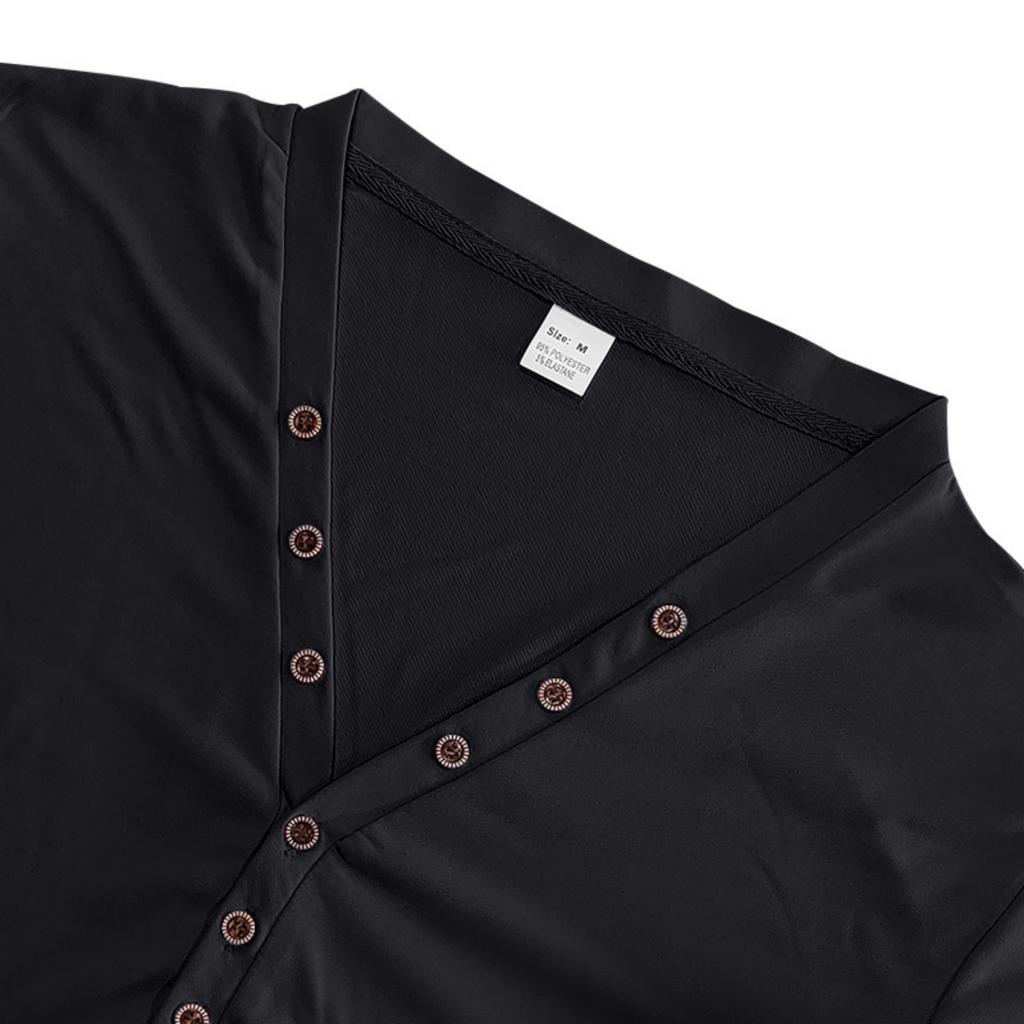 Maglietta Henley da Uomo a Maniche Corte con Scollo a V e Dettaglio Bottoni Vestibilità Slim Morbida Traspirante Maglietta Casual per l'Uso Quotidiano
