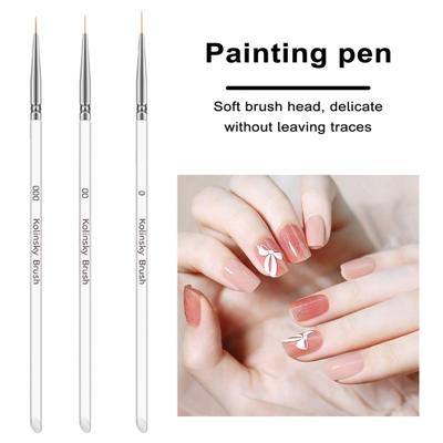 3 Pcs/Set Nail Art Brushes Fine Liner Brush Anti-slip Handle Soft Bristle Portable Lightweight Nail Art Striping Brushes Thin Line Nail Brush