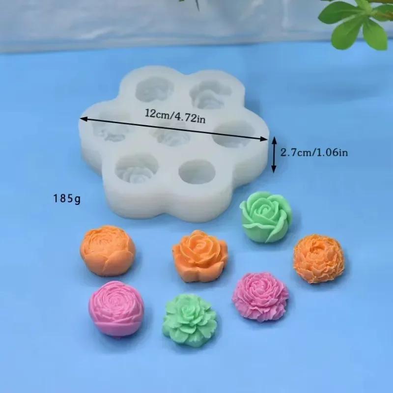 7pcs Succulent Cactus Flower Silicone Mold 3D Mini Rose Flower Chocolate Fudge Pastry Baking Mold DIY Candle Soap Crafts Molds