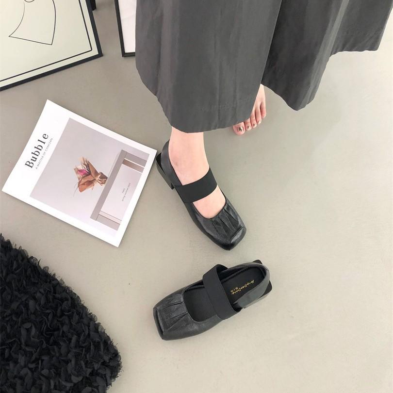 French retro Mary Jane shoes thick heel women's shoes summer loafers niche design single shoes ballet shoes