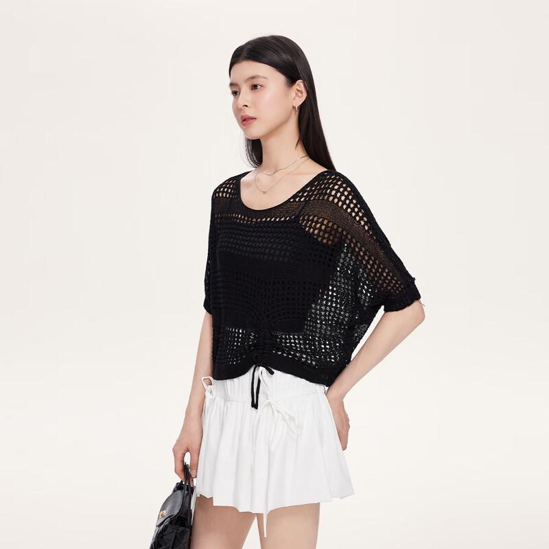 FivePlus Women's Hollow-out Knit Short Sleeve Top