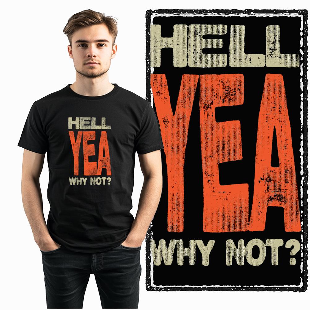 Coolmind X0074 Attitude Hell Yeah Esprit Hellfire t-shirt graphique coton exclusif t-shirt homme streetwear t-shirt pour homme t-shirt