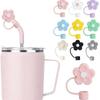 For Stanley Cup 40oz Flower Silicone Straw Covers 10mm Tumbler Cups Splash Proof Straw Toppers Water Bottle & Cup Accessories