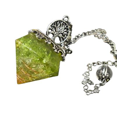 [Sedona's Magic] Diamond-shaped Orgonite Pendulum Peridot Tree of Life Pendulum Power Stone Dowsing Fortune Telling Orgon Power